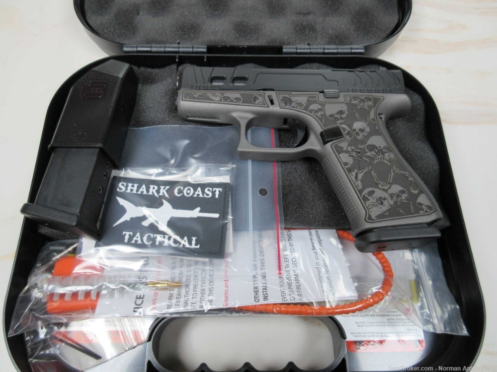Shark Coast Tactical Glock 43X MOS 9mm 3.3" 2-10rd mags Custom Skulls Frame-img-0