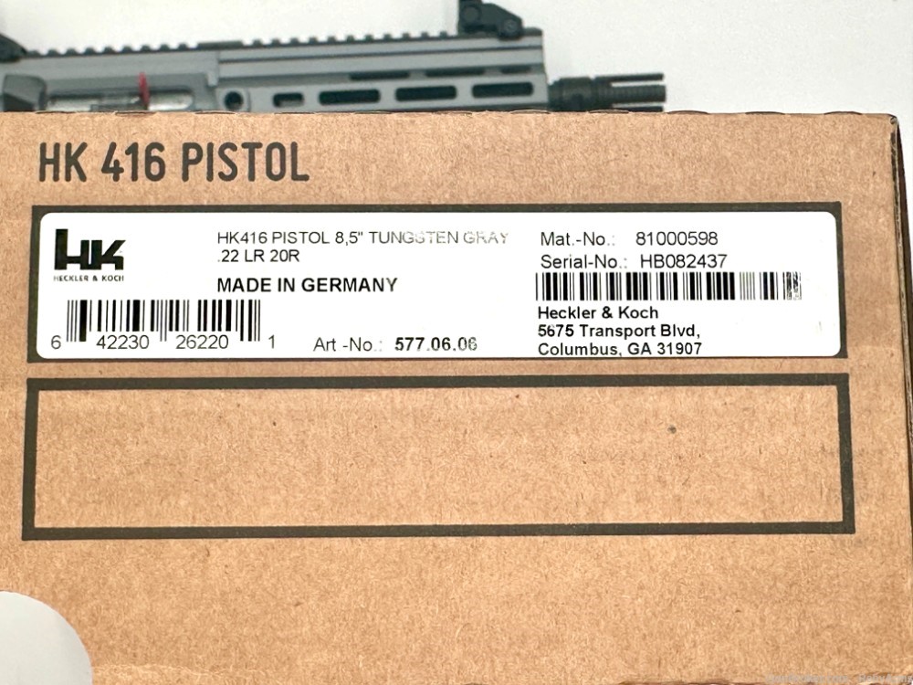 HK HK416 PISTOL 8.5" TUNGSTEN GRAY .22LR PISTOL 20RD NO CC - Semi Auto