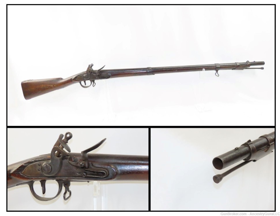 Antique CHARLEVILLE U.S. Model 1795 Type FLINTLOCK WAR of 1812 Era MUSKET  -img-0