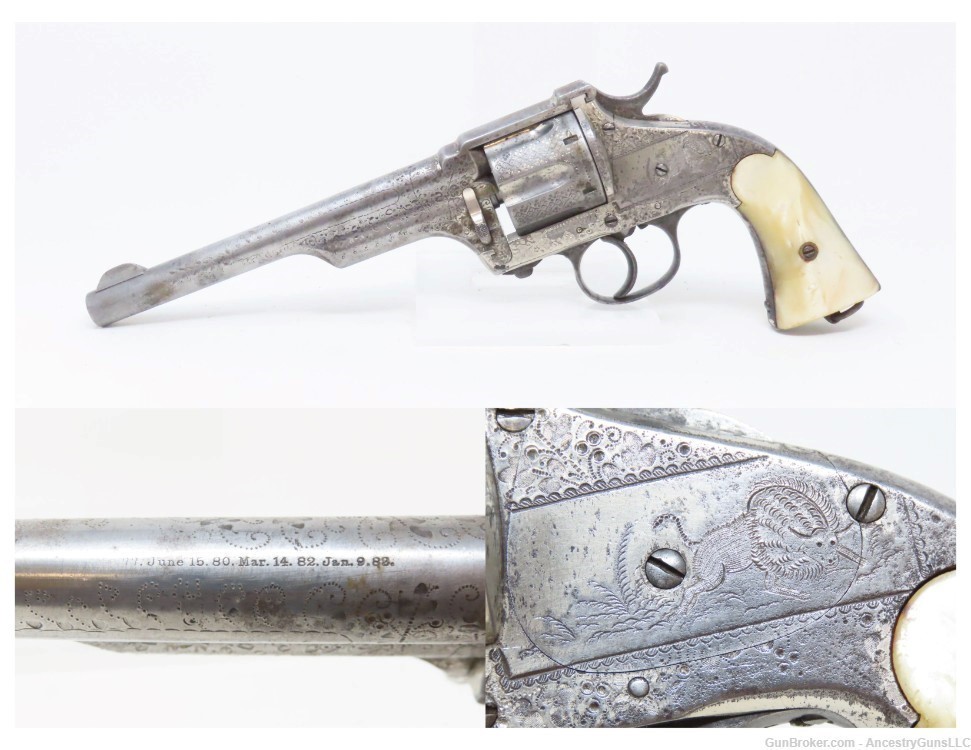 ENGRAVED Antique MERWIN & HULBERT Double Action Revolver .44-40 WINCHESTER -img-0