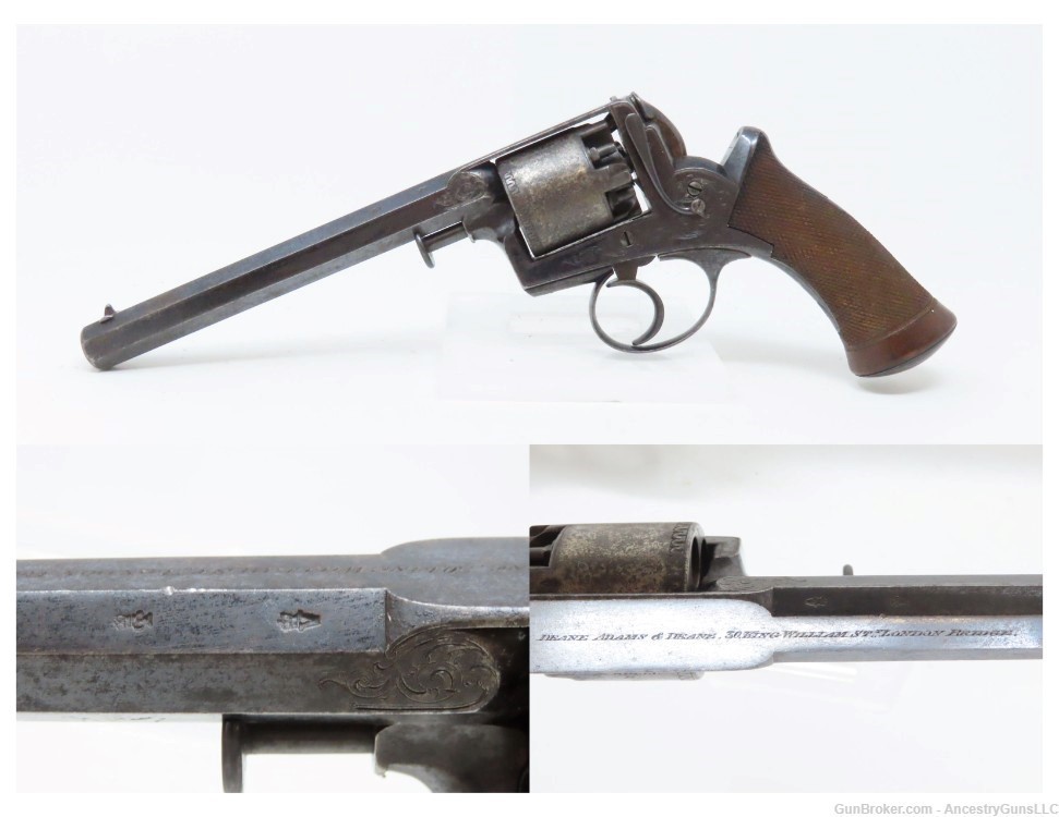 CRIMEAN WAR British DEANE ADAMS Revolver .44 ENGRAVED c1851 England Antique-img-0