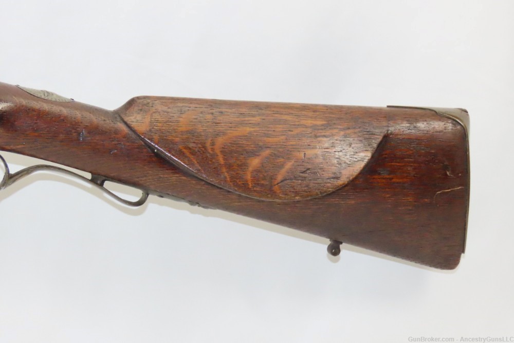 Antique 16 g. DOUBLE BARREL Side x Side FLINTLOCK Shotgun SILVER ESCUTCHEON-img-2