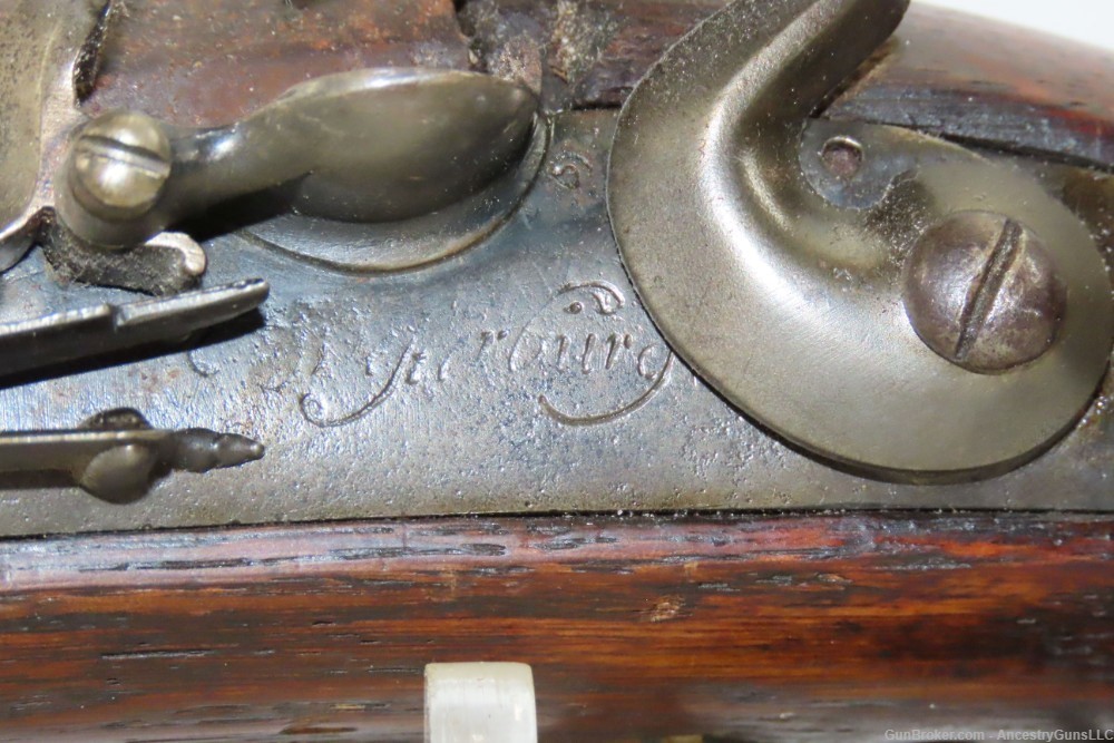 Antique 16 g. DOUBLE BARREL Side x Side FLINTLOCK Shotgun SILVER ESCUTCHEON-img-5