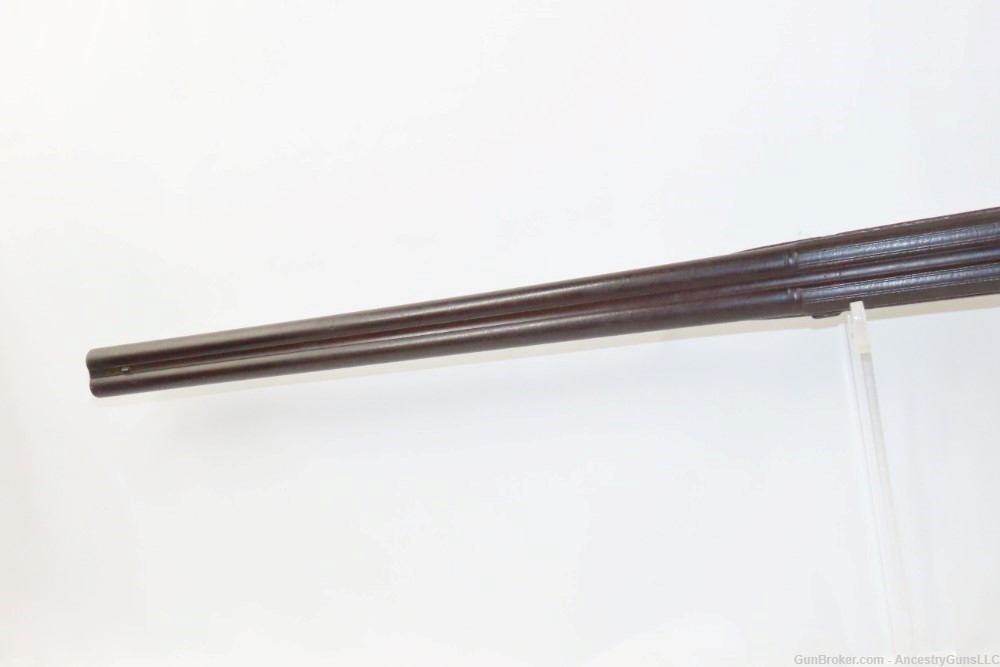 Antique 16 g. DOUBLE BARREL Side x Side FLINTLOCK Shotgun SILVER ESCUTCHEON-img-11
