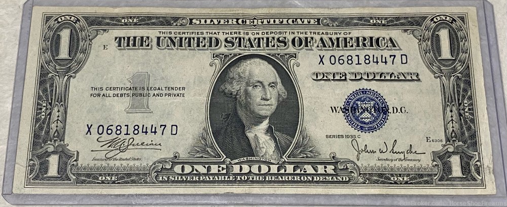USA 1 Dollar Silver Certificate No Motto 1935C WAJ / JWSy #X06818447D-img-0