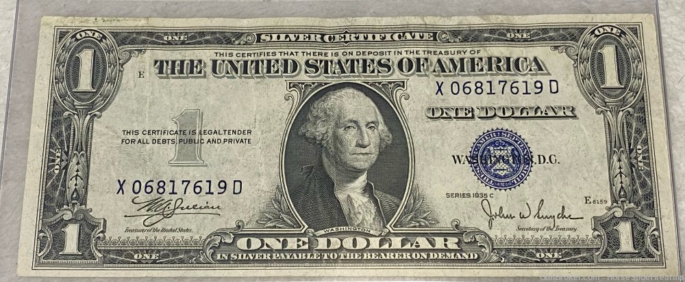 USA 1 Dollar Silver Certificate No Motto 1935C WAJ / JWSy #X06817619D-img-0