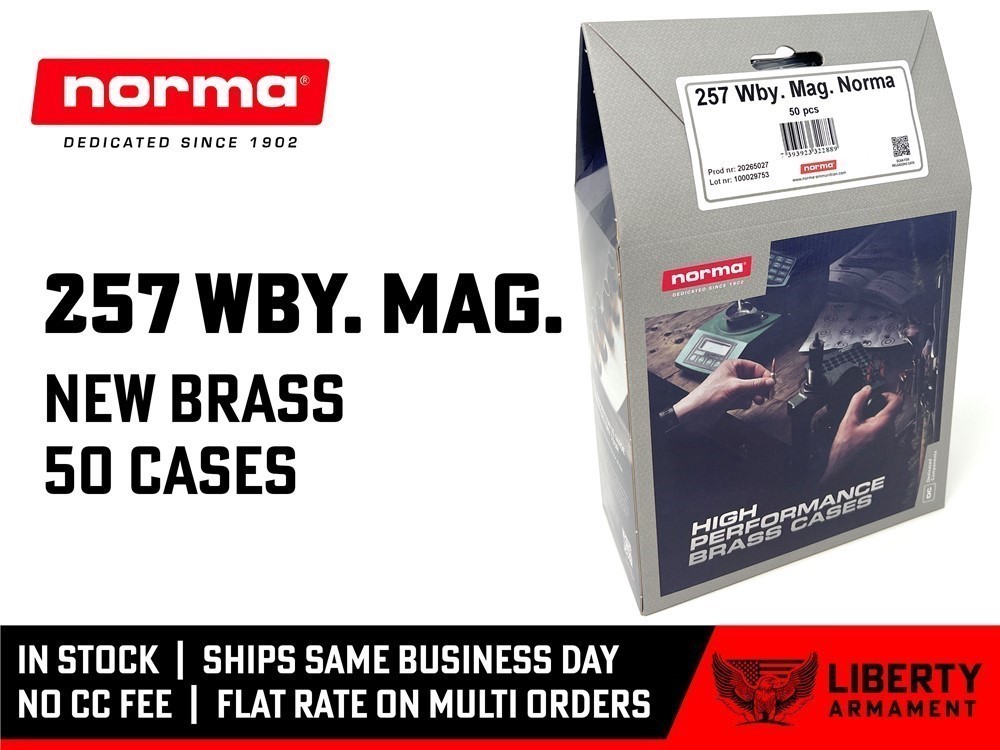 257 Weatherby Magnum Brass, Norma 257 Wby Mag Brass-img-0