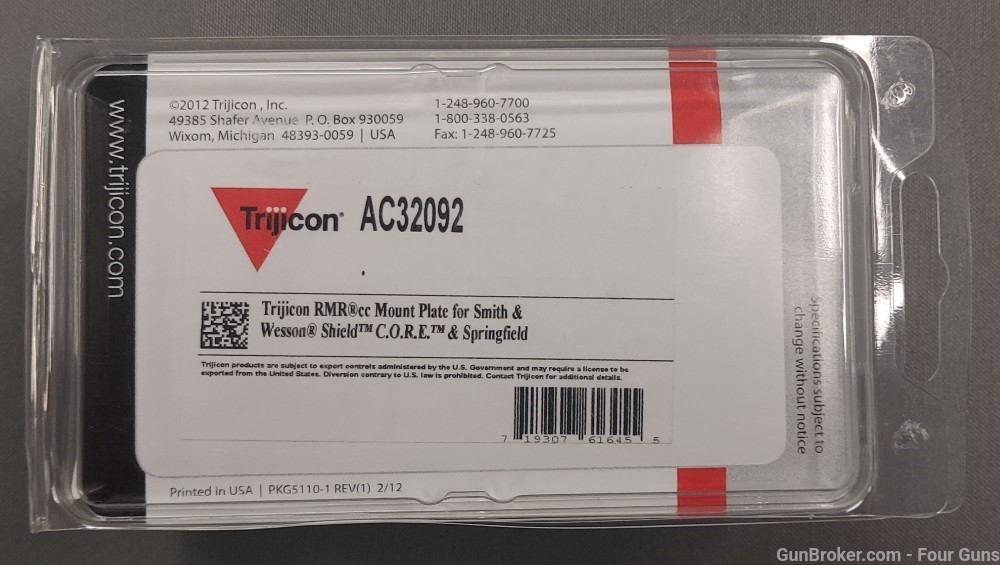 Trijicon RMRcc Mounting Plate S&W M&P Shield W/CORE/Springfield Hellcat OSP-img-1