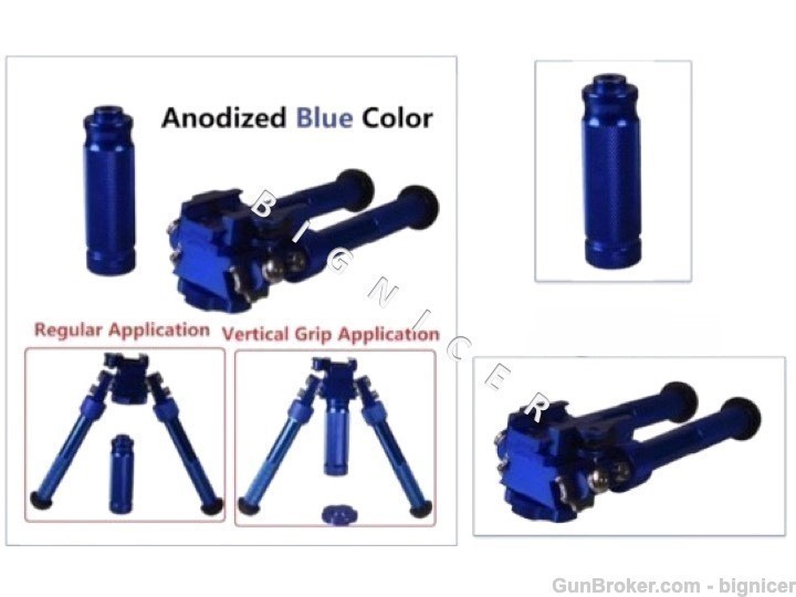 QD Heavy Duty 6-9 Aluminum Bipod With Grip Blue-img-0