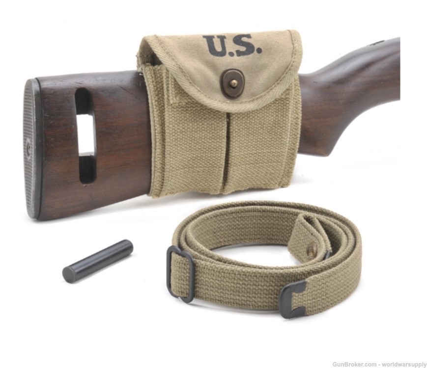 Khaki USGI 1942 Dated .30 M1 Carbine Sling, Oiler, and Pouch-img-0