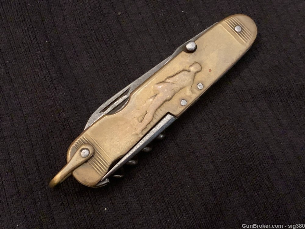 VINTAGE 1930s FRENCH BRASS COURSOLLE DEPOSE 6 BLADE POCKET KNIFE-img-0