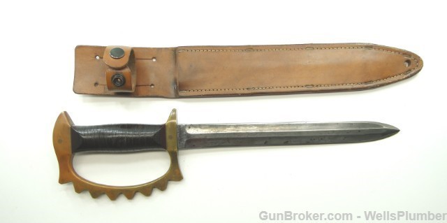 COLE KNUCKLE TRENCH KNIFE WITH SCABBARD (RARE)-img-7