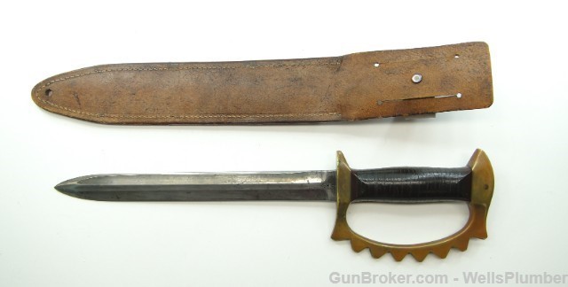 COLE KNUCKLE TRENCH KNIFE WITH SCABBARD (RARE)-img-8