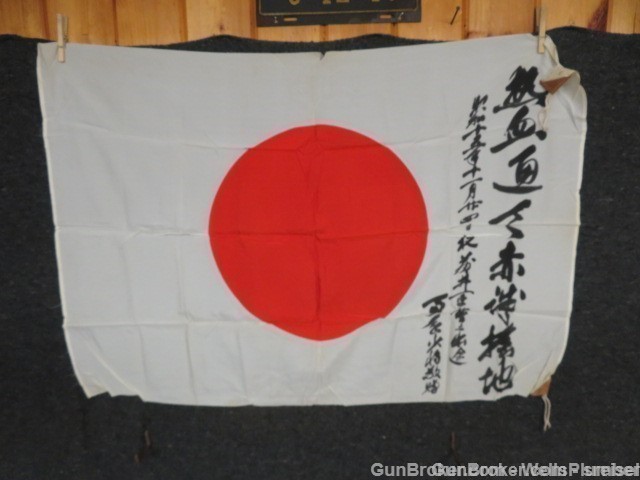 JAPANESE WWII HINOMARU MEATBALL FLAG W/ SIGNED KANJI-W/ PHOTO & BOOK (RARE)-img-13