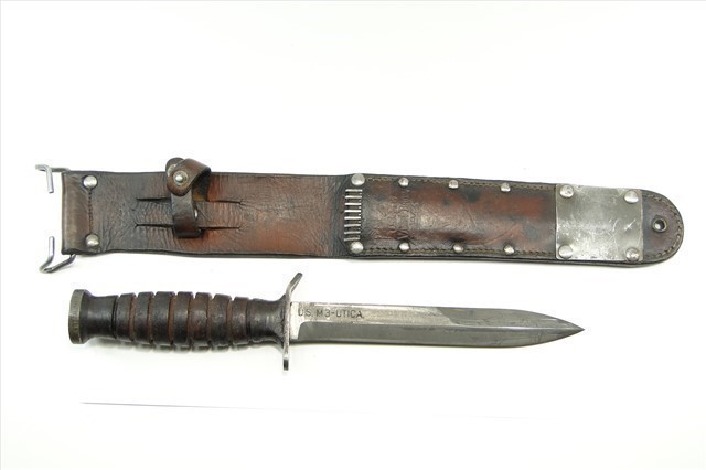 US WWII UTICA M3 KNIFE w/ VINER BROS M6 SHEATH-img-0
