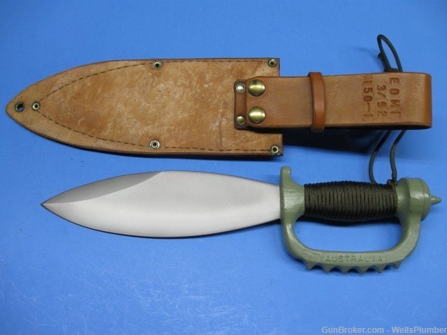 EDMF KNUCKLE KNIFE AUSTRALIA SMATCHET WITH ORIGINAL SCABBARD (MINT)-img-1