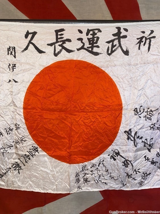 JAPANESE WWII YOSEGAKI HINOMARU SOLDIERS MEATBALL GOOD LUCK FLAG-img-2