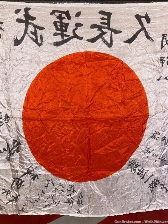 JAPANESE WWII YOSEGAKI HINOMARU SOLDIERS MEATBALL GOOD LUCK FLAG-img-12