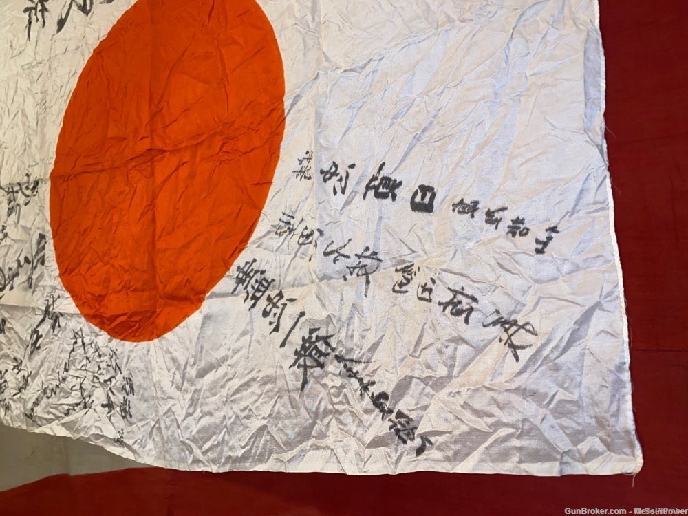 JAPANESE WWII YOSEGAKI HINOMARU SOLDIERS MEATBALL GOOD LUCK FLAG-img-7