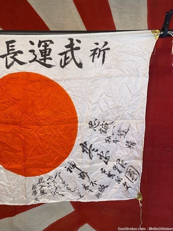 JAPANESE WWII YOSEGAKI HINOMARU SOLDIERS MEATBALL GOOD LUCK FLAG-img-3