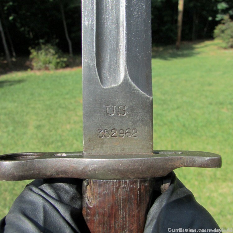 US ROCKISLAND ARMORY MODEL 1905 BAYONET WITH LEATHER SCABBARD DATED 1918-img-34