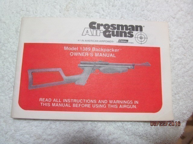 Crosman Model 1389 Backpacker Owner's Manual-img-0