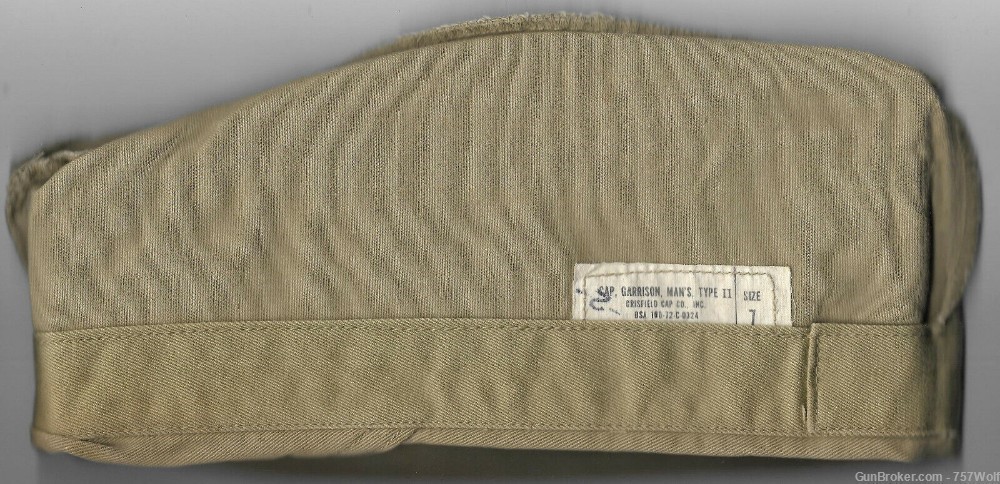 US Army 1952 Korean War Size 7 Khaki Knox Style Crisfield Co. Garrison Cap-img-2