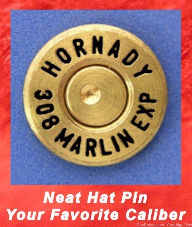 HORNADY 308 MARLIN EXP Express Cartridge Hat Pin  Tie Tac  Ammo Bullet-img-0