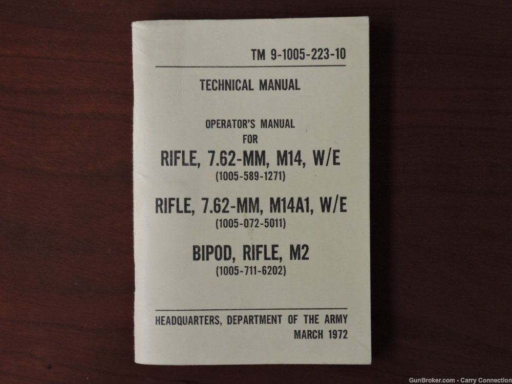 M14, RIFLE,  7.62-MM MANUAL 1972 TM 9-1005-223-10-img-0
