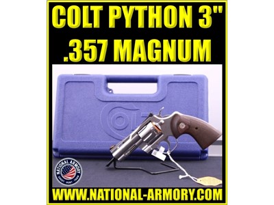 LNIB COLT PYTHON .357 MAG 3” BARREL 6 SHOT STAINLESS W/ FACTORY HARD CASE