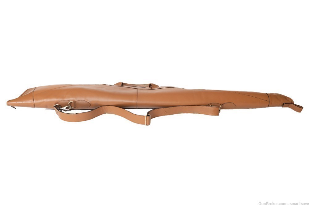 Handcrafted Genuine Leather 50” Rifle Gun Shotgun Case Bag Faux Fur Lining-img-1