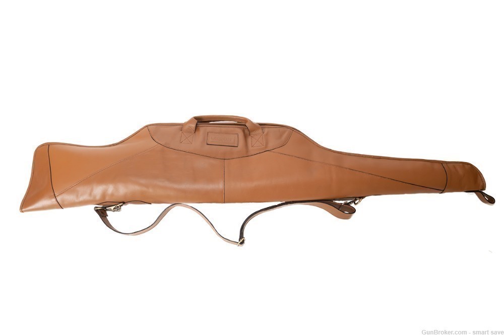 Handcrafted Genuine Leather 50” Rifle Gun Shotgun Case Bag Faux Fur Lining-img-0