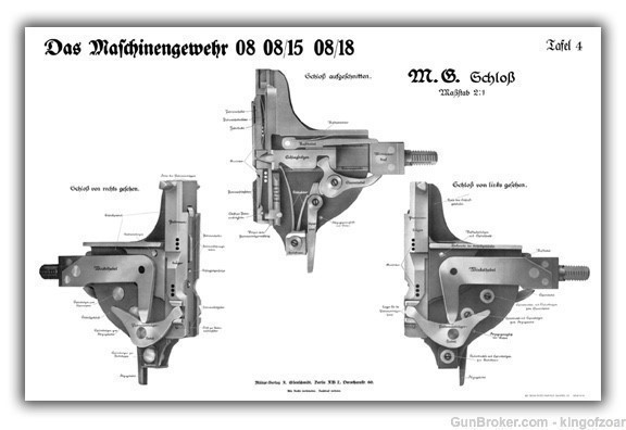 WW1 German MG08 & MG08/15 Maxim Training Chart Poster Print - Lock-img-0
