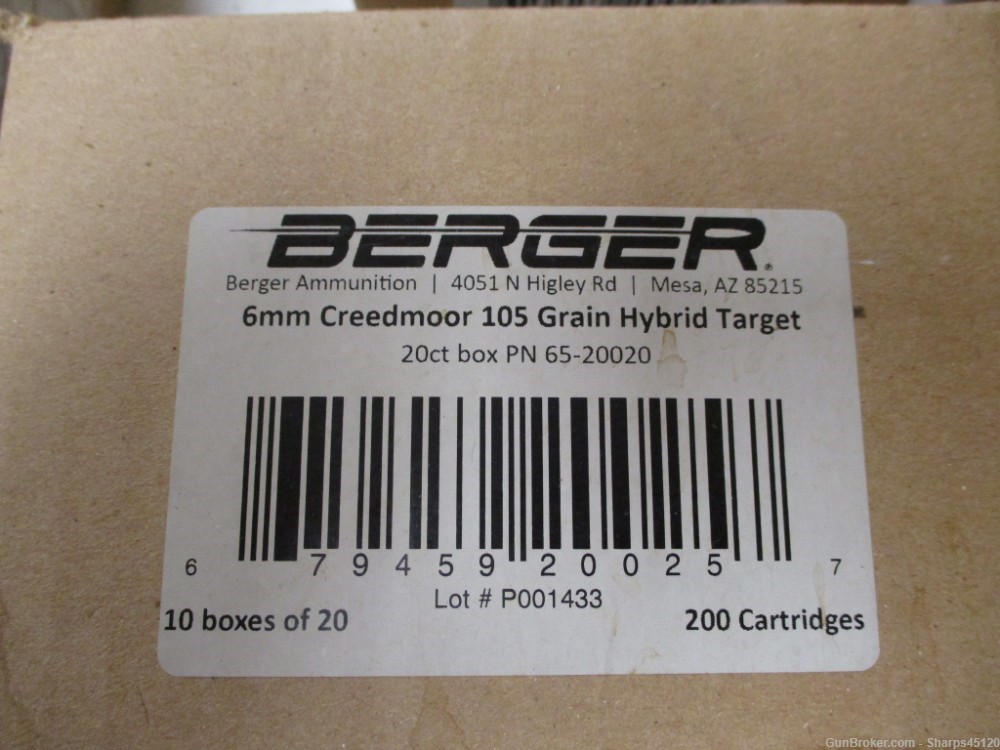 FULL CASE 200 rounds Berger 6mm Creedmore 105 grain Hybrid Target ammo-img-0