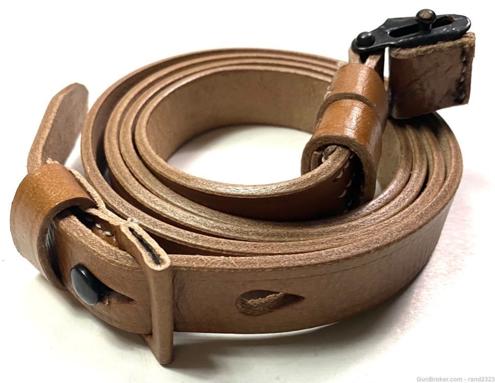 WWII GERMAN K98 RIFLE 8MM MAUSER LEATHER CARRY SLING-NATURAL LEATHER-img-0