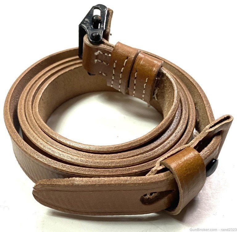 WWII GERMAN K98 RIFLE 8MM MAUSER LEATHER CARRY SLING-NATURAL LEATHER-img-1