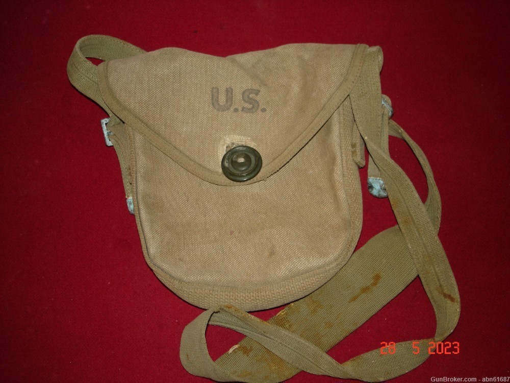 WWII Thompson MG Drum mag canvas pouch G.D.MFG CO 1942 dated-img-0
