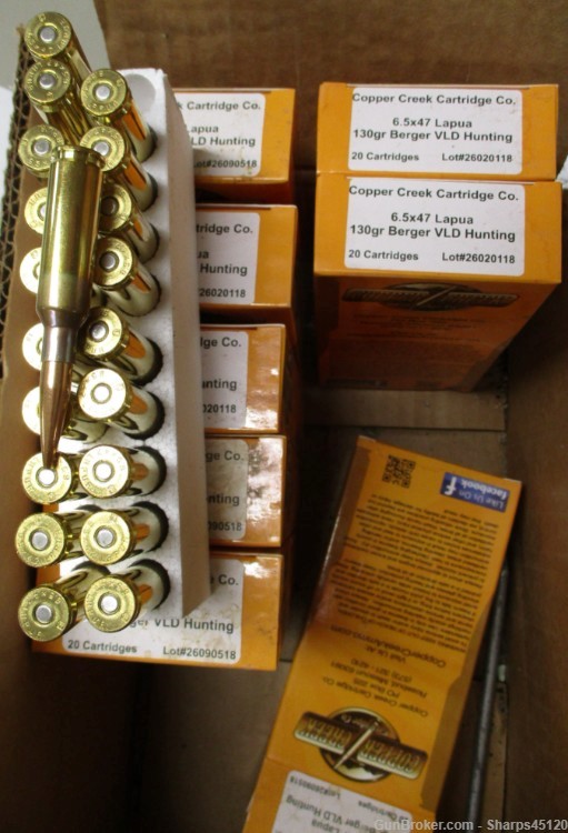 20 round box Copper Creek 6.5x47 Lapua ammo 130 grain Berger VLD Hunting-img-0