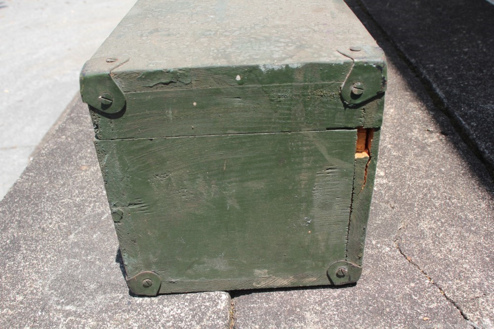 Albanian Green Wooden Ammo Military Box Case Crate w/ Suitcase Style handle-img-1
