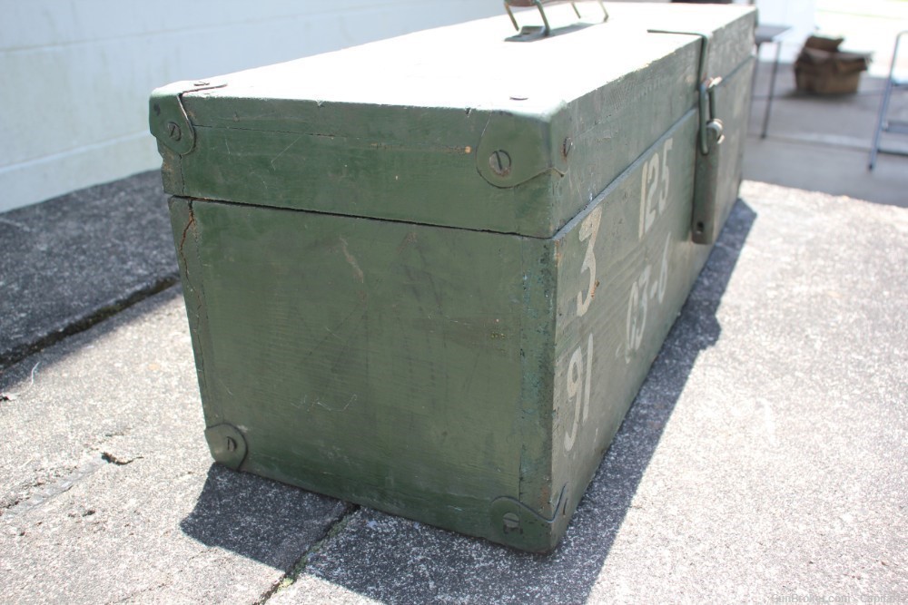 Albanian Green Wooden Ammo Military Box Case Crate w/ Suitcase Style handle-img-4