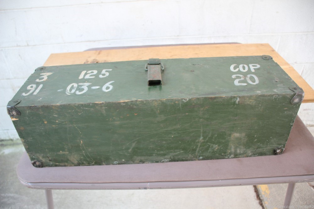 Albanian Green Wooden Ammo Military Box Case Crate w/ Suitcase Style handle-img-6