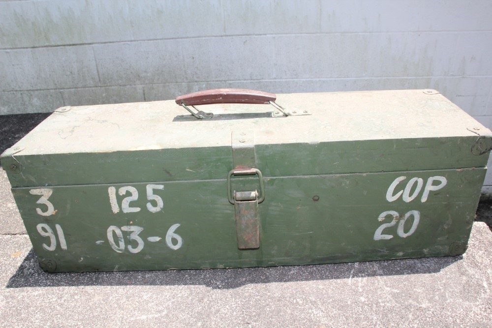 Albanian Green Wooden Ammo Military Box Case Crate w/ Suitcase Style handle-img-0