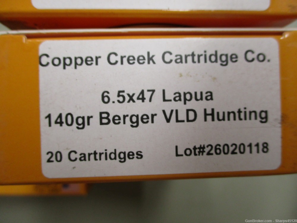 20 round box 6.5x47 Lapua ammo Copper Creek Berger VLD Hunting 140 grain-img-1