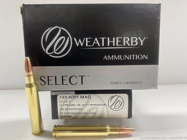 20 Rounds Weatherby Select 340 Weatherby Mag 250gr Interlock Factory New-img-0