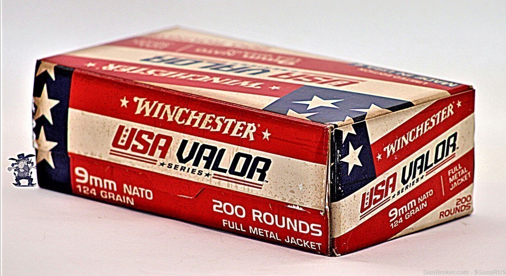 USA VALOR SERIES Winchester 9mm 124 Grain FMJ 9 MM 200 Round Pak-img-2