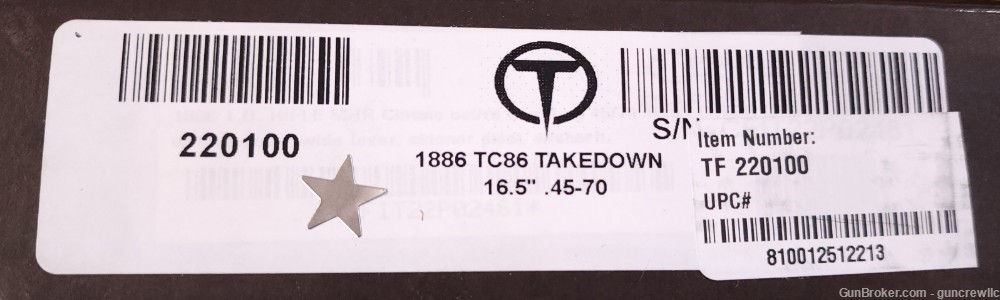 Taylor's & Co Chiappa TC86 1886 Takedown TC-86 45-70 Govt 16.5" TB  Layaway-img-18