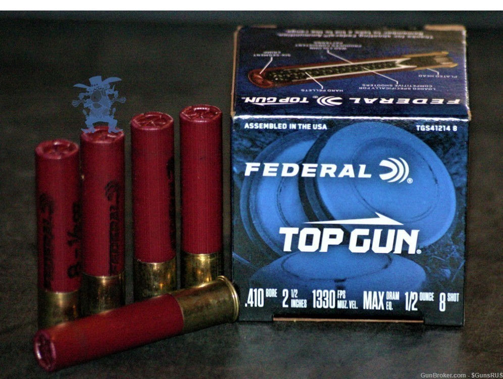 410 FEDERAL TOP GUN SHOTSHELLS No8 2.5" 1330FPS No 8 25 Rounds-img-2
