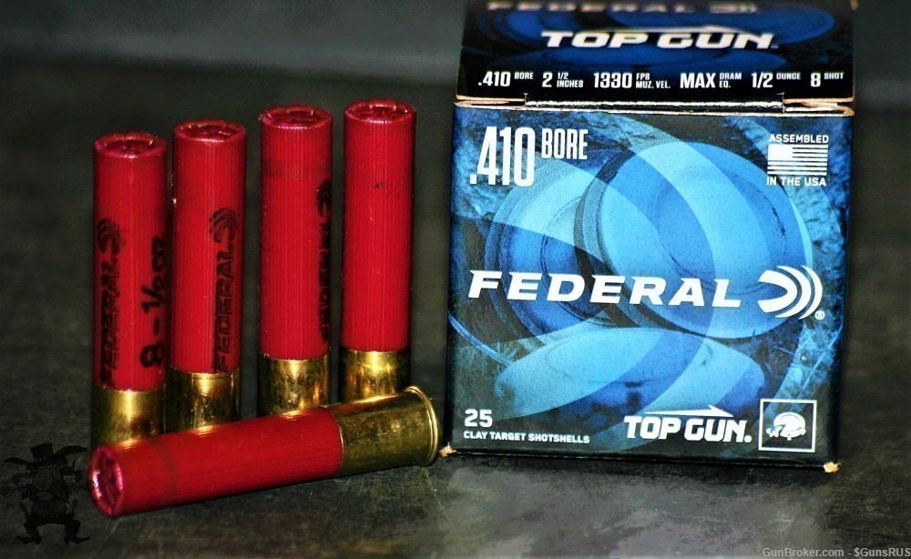 410 FEDERAL TOP GUN SHOTSHELLS No8 2.5" 1330FPS No 8 25 Rounds-img-1