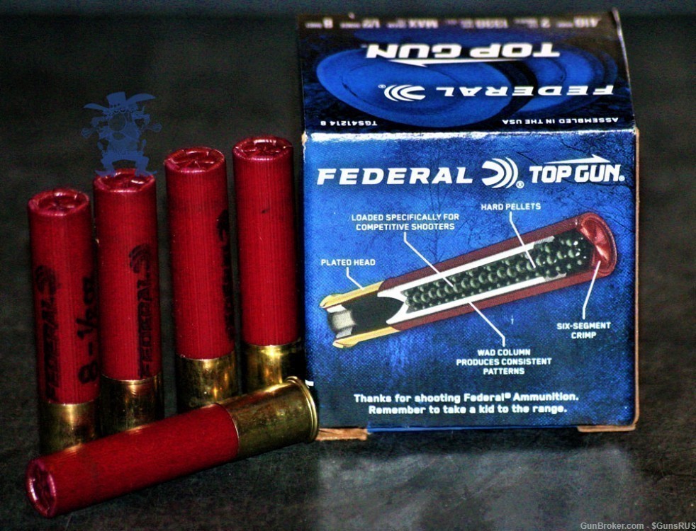 410 FEDERAL TOP GUN SHOTSHELLS No8 2.5" 1330FPS No 8 25 Rounds-img-3