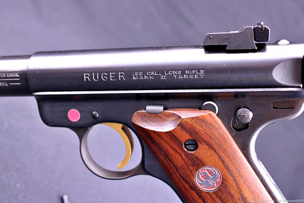 2003 LIPSEY'S EXCLUSIVE RUGER MK II 22 LR 4" BULL BARREL GOLD TRIGGER & BOX-img-5